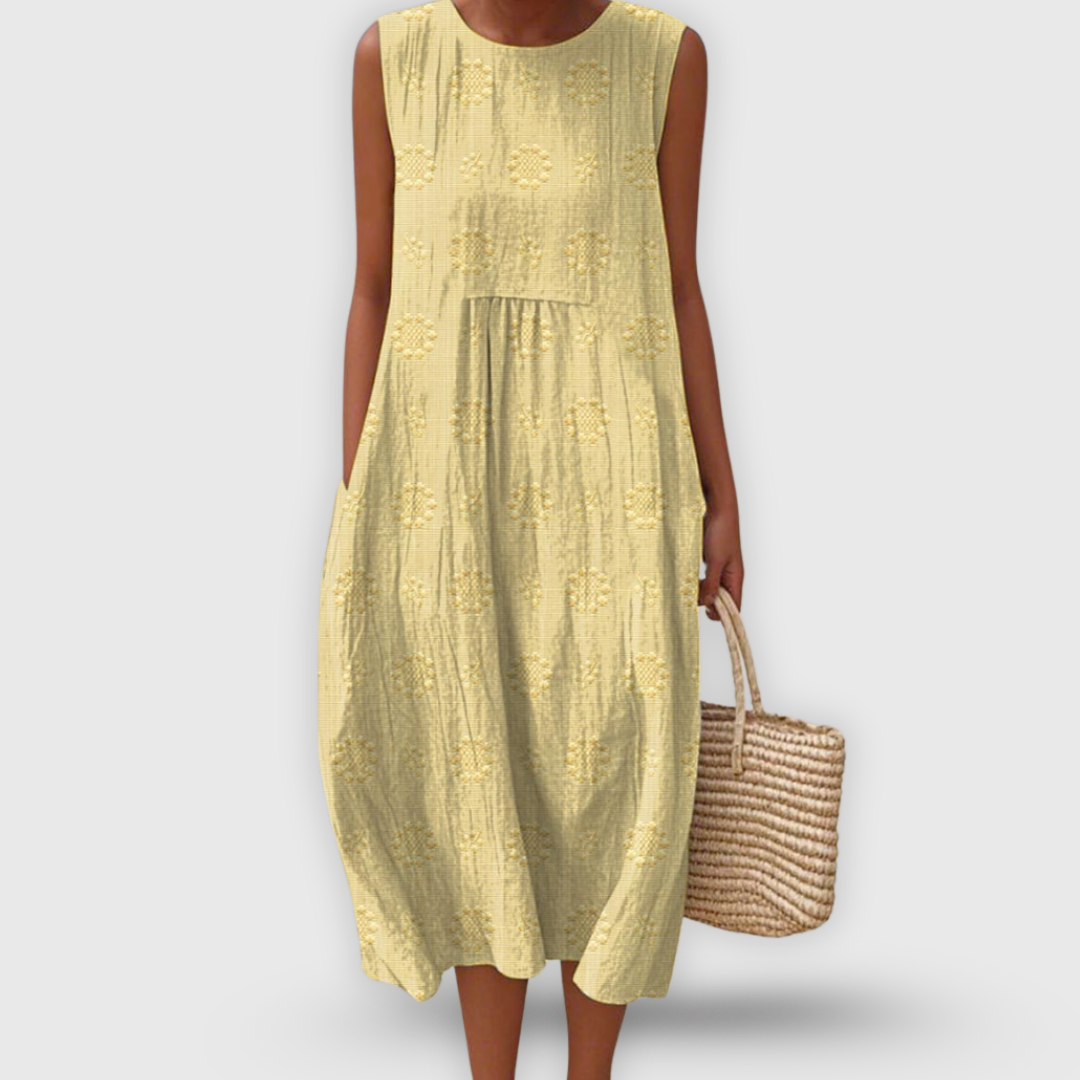 Kira | Elegant sleeveless cotton dress with pockets