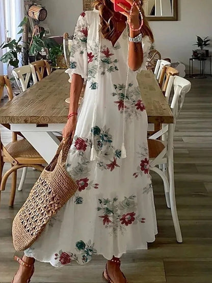 Sophia - Boho Vintage V-Neck Dress