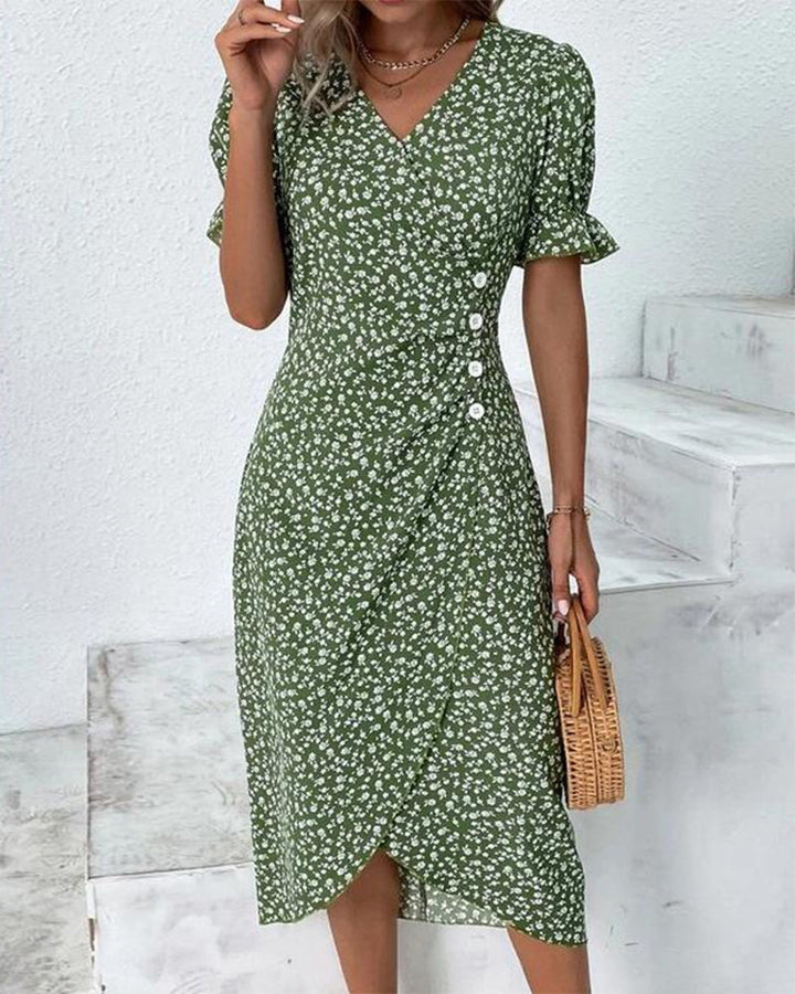 Gloria - Fresh Bloom V-Neck Dress