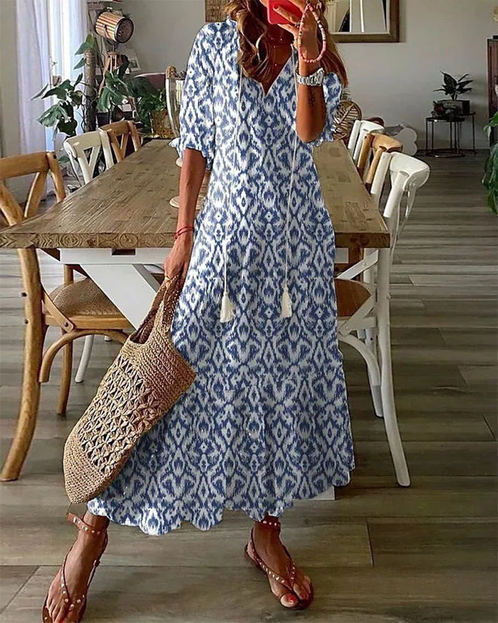 Sophia - Boho Vintage V-Neck Dress