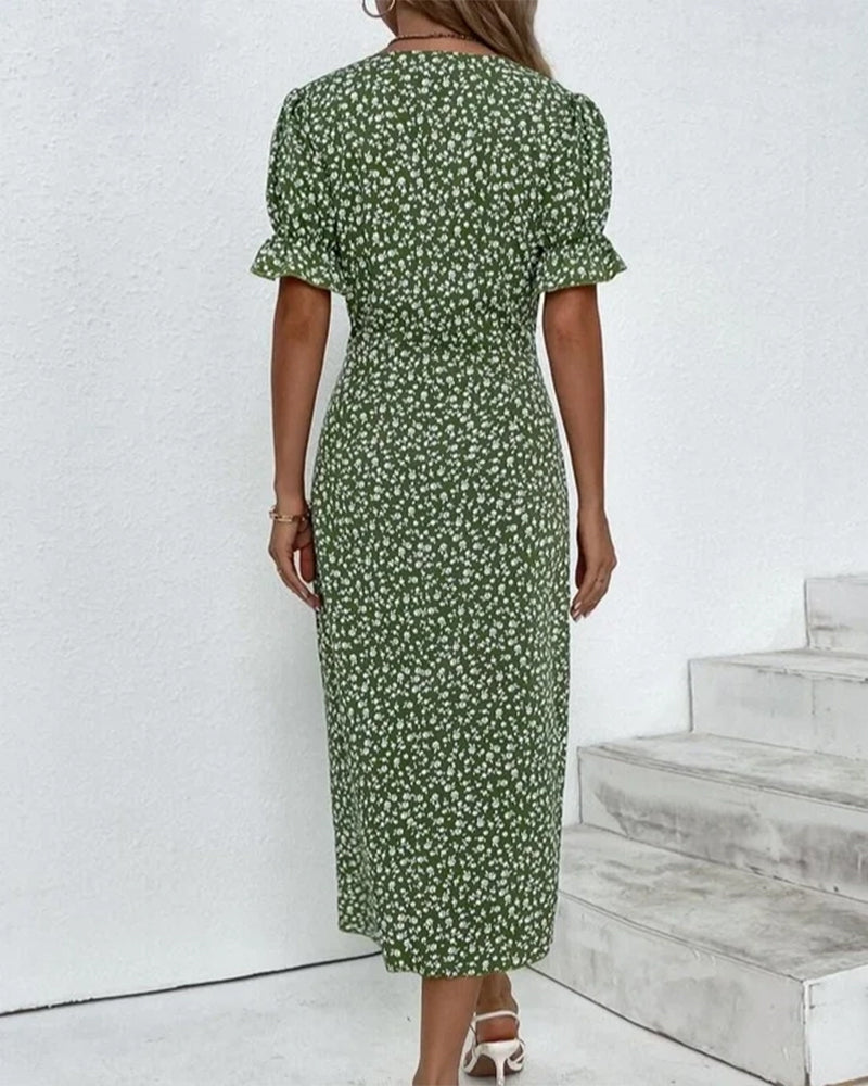 Gloria - Fresh Bloom V-Neck Dress