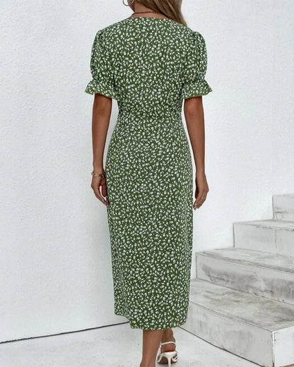 Gloria - Fresh Bloom V-Neck Dress