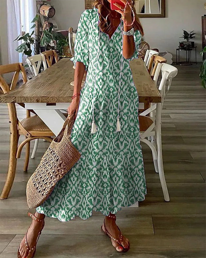 Sophia - Boho Vintage V-Neck Dress