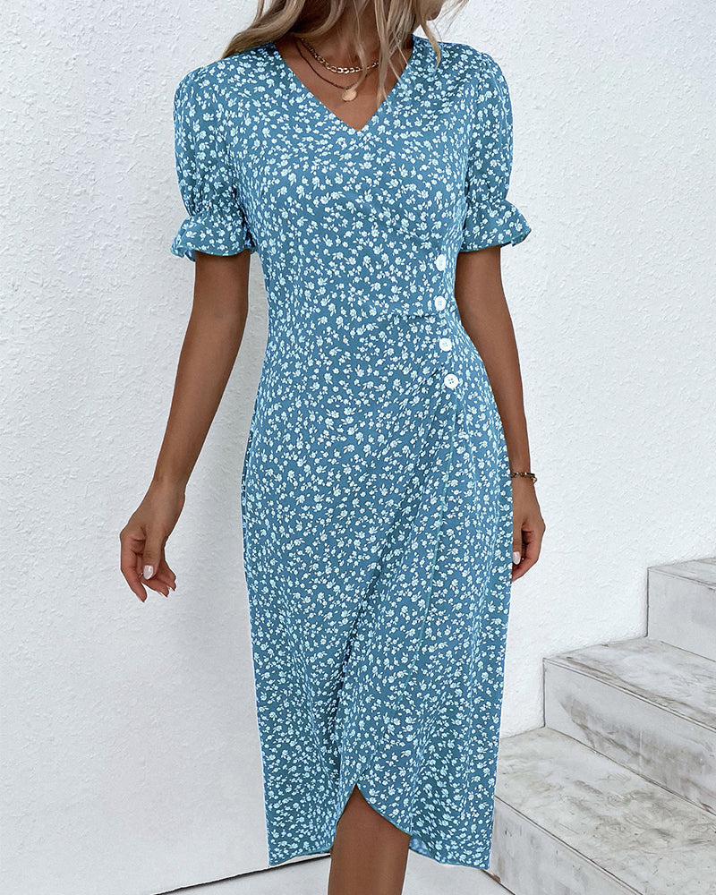Gloria - Fresh Bloom V-Neck Dress