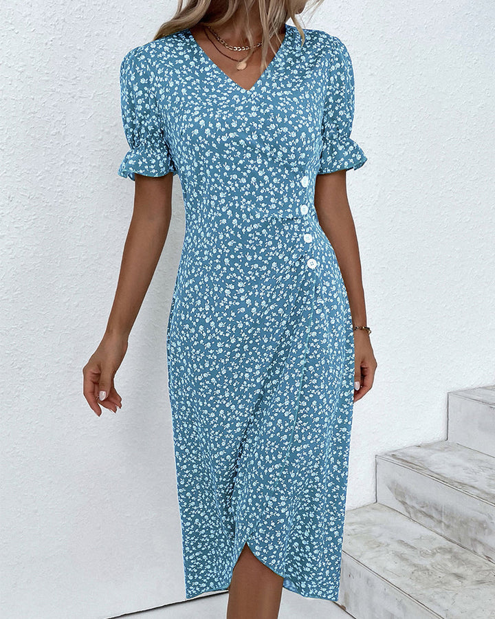 Gloria - Fresh Bloom V-Neck Dress
