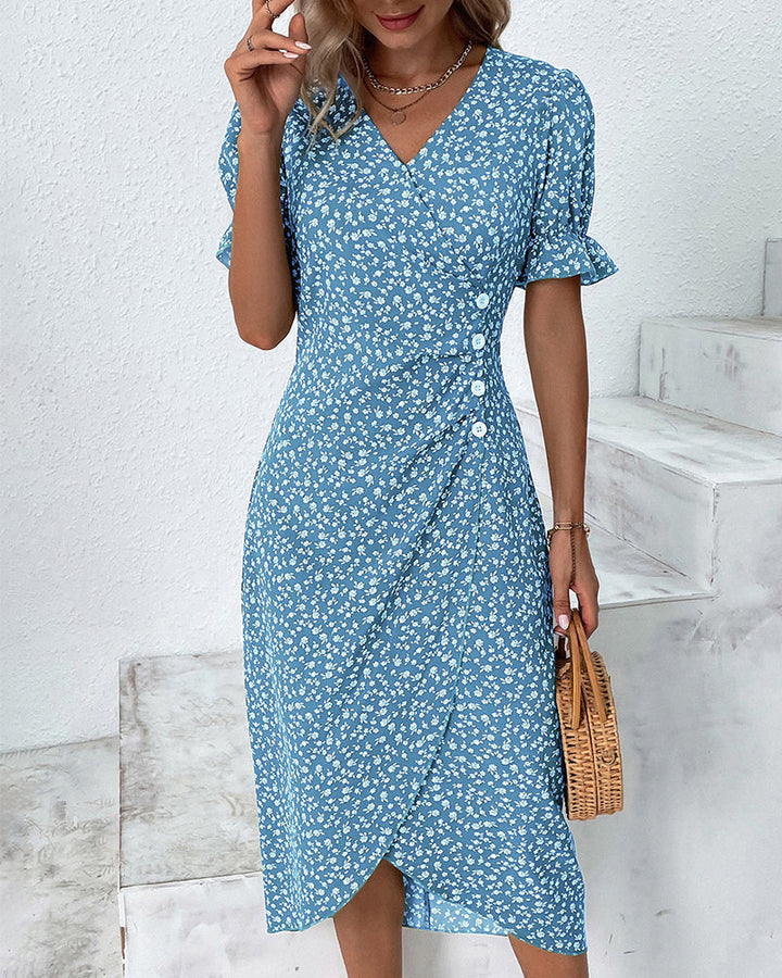 Gloria - Fresh Bloom V-Neck Dress