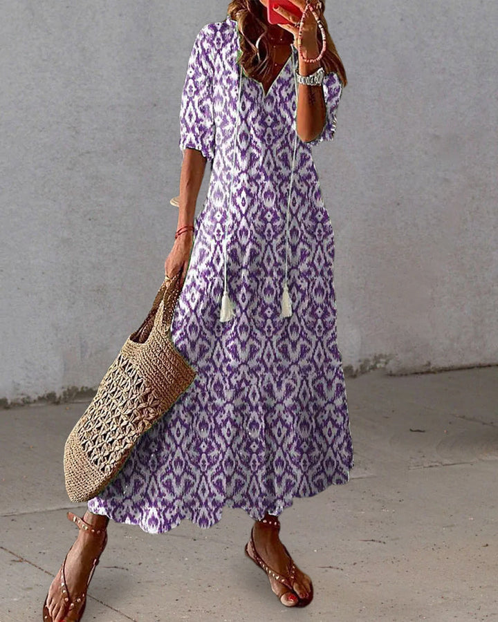 Sophia - Boho Vintage V-Neck Dress