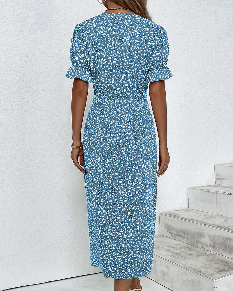 Gloria - Fresh Bloom V-Neck Dress