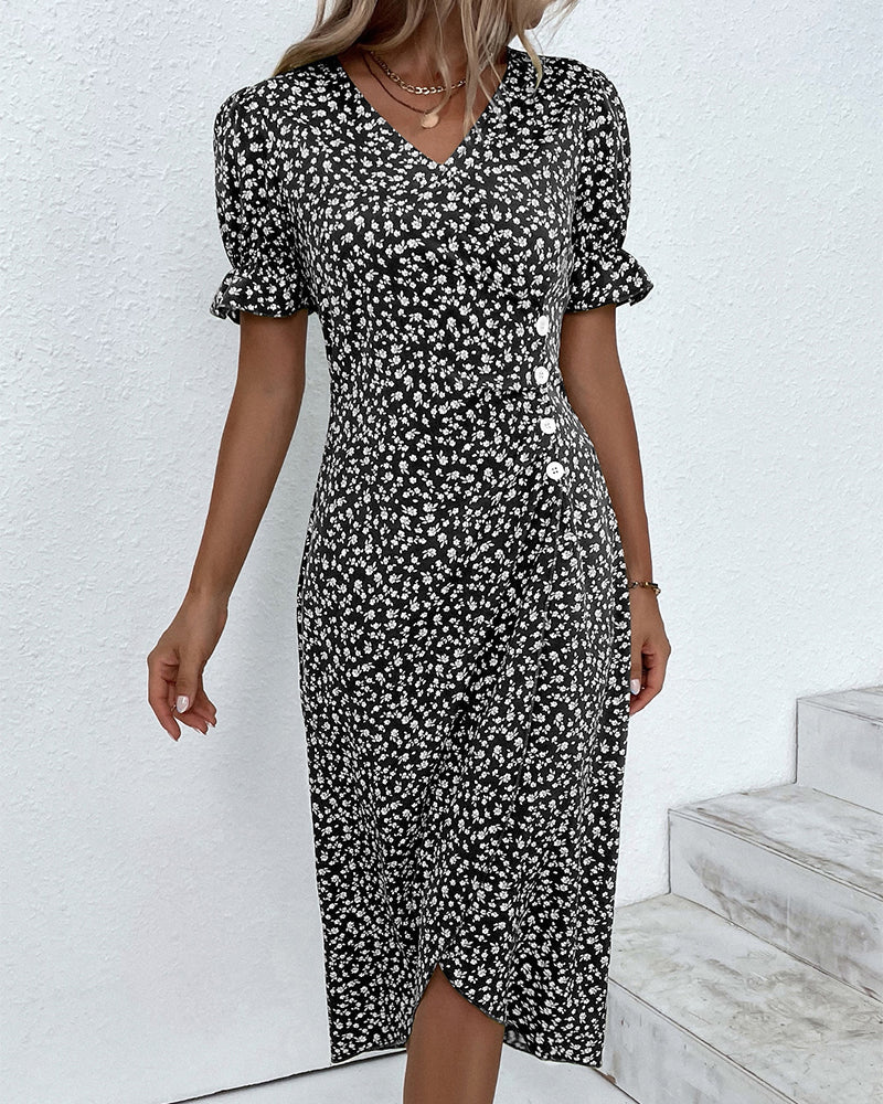 Gloria - Fresh Bloom V-Neck Dress