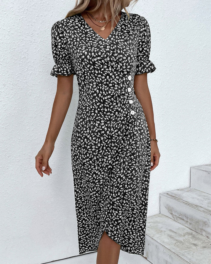 Gloria - Fresh Bloom V-Neck Dress