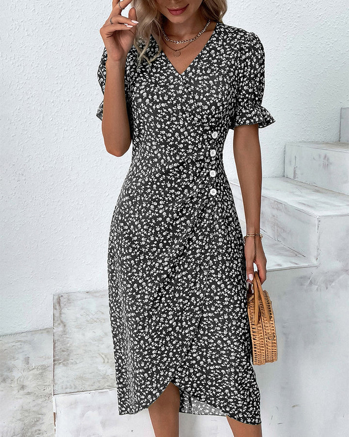 Gloria - Fresh Bloom V-Neck Dress