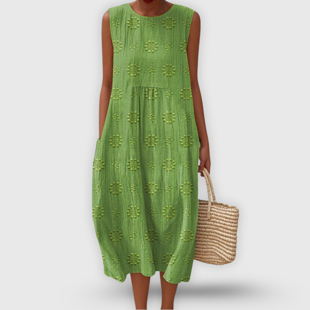 Kira | Elegant sleeveless cotton dress with pockets