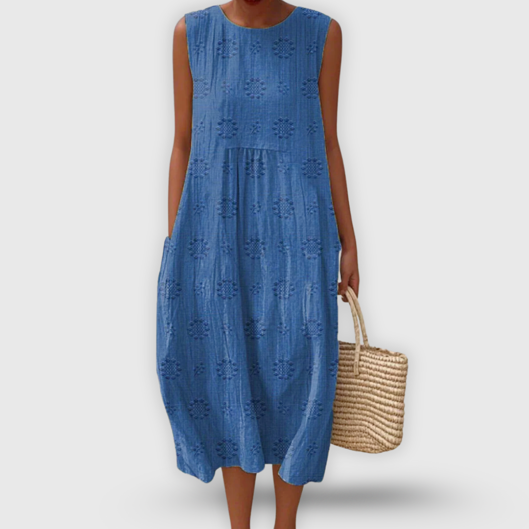 Kira | Elegant sleeveless cotton dress with pockets
