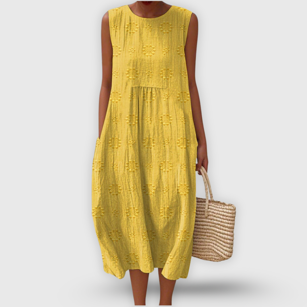 Kira | Elegant sleeveless cotton dress with pockets