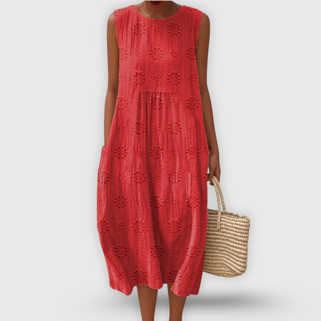 Kira | Elegant sleeveless cotton dress with pockets