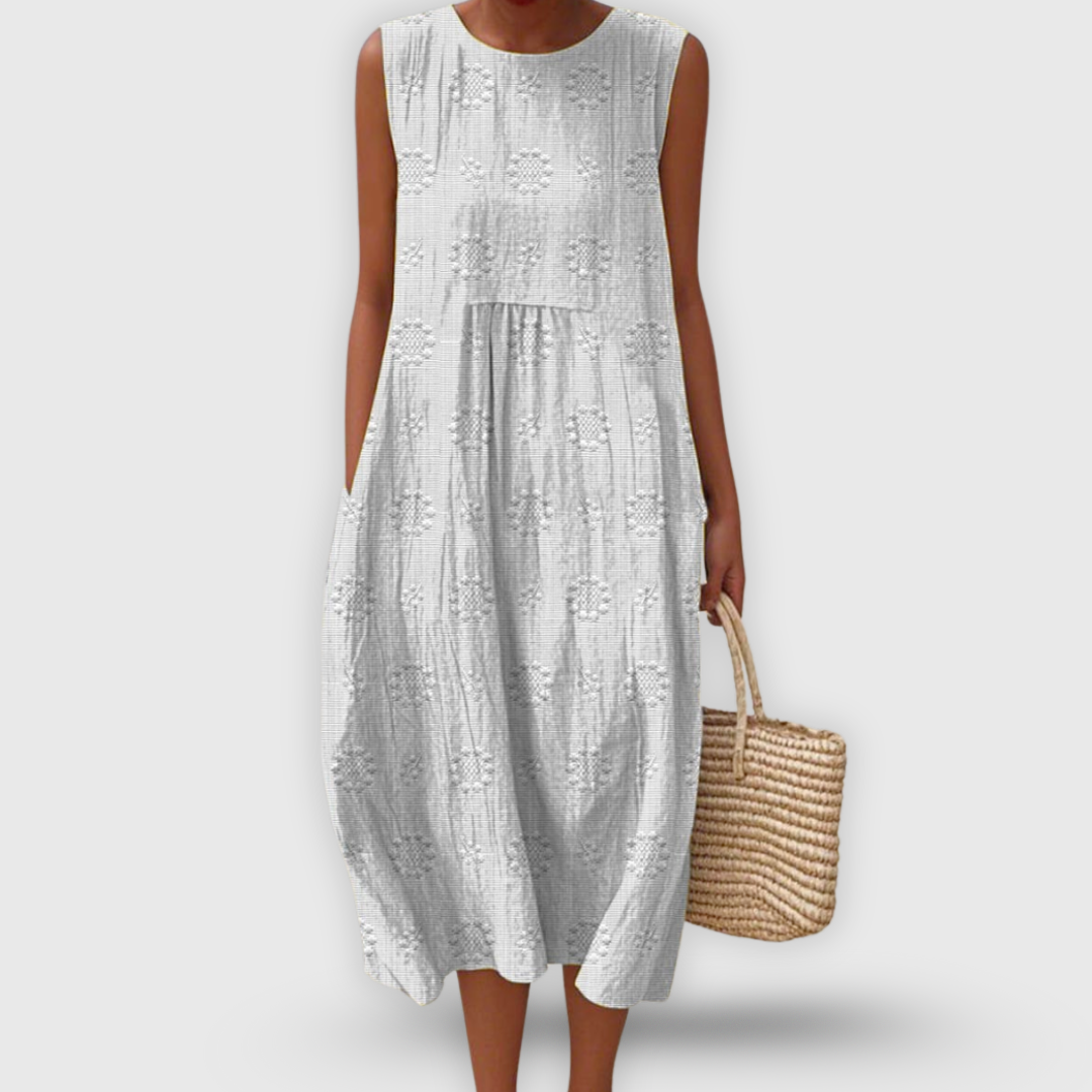 Kira | Elegant sleeveless cotton dress with pockets