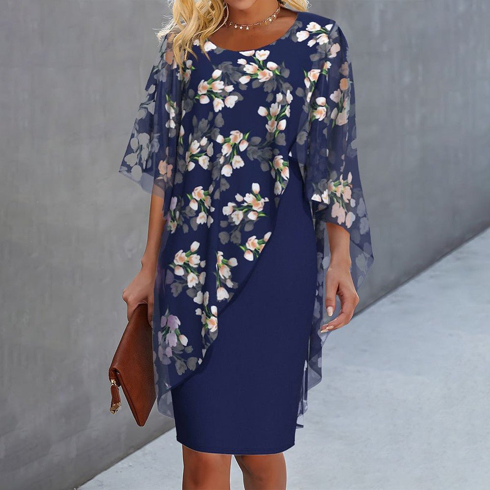 Margaret | Floral Sheer Capelet Dress