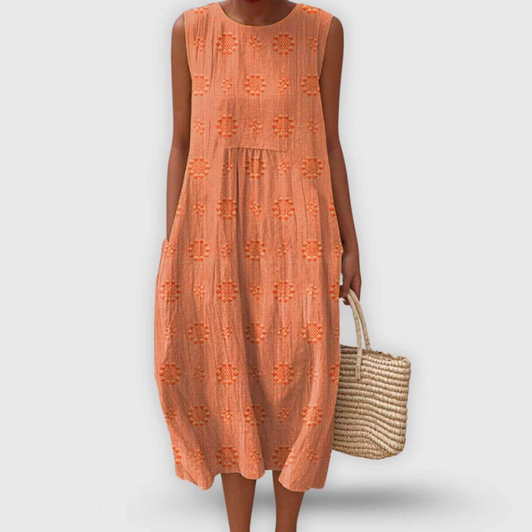 Kira | Elegant sleeveless cotton dress with pockets