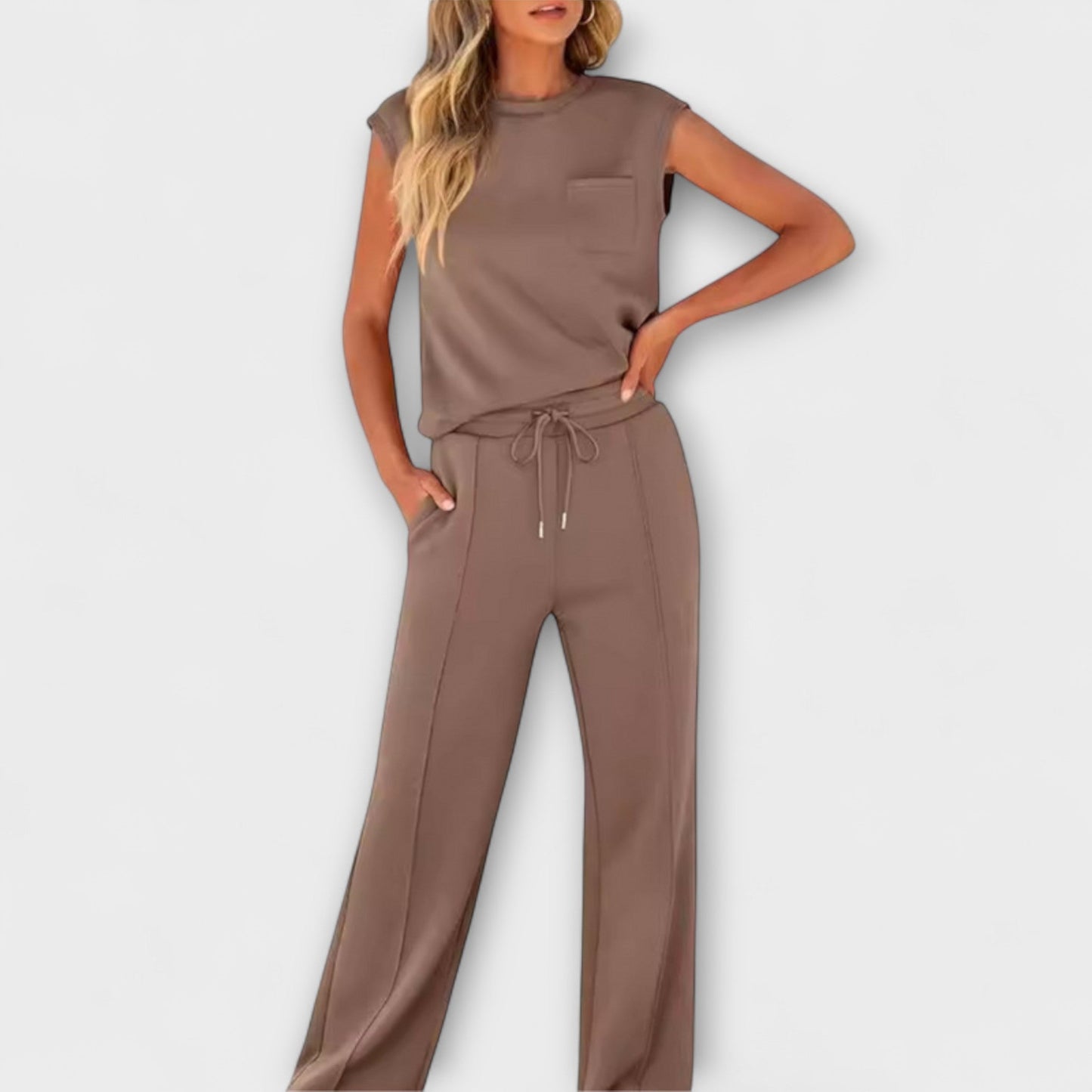 Foria – Sleeveless Lounge Set with Drawstring