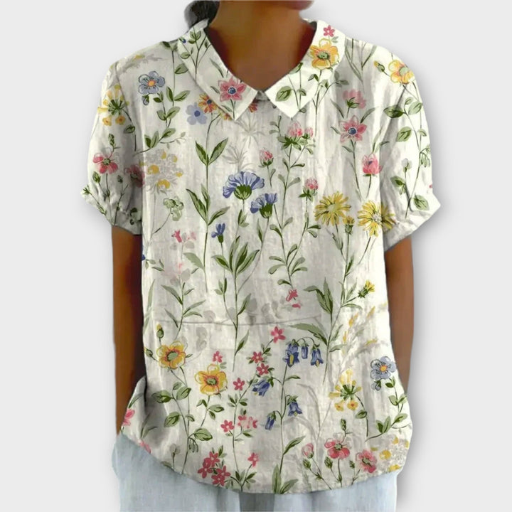 Charlotte | Floral cotton-linen blouse