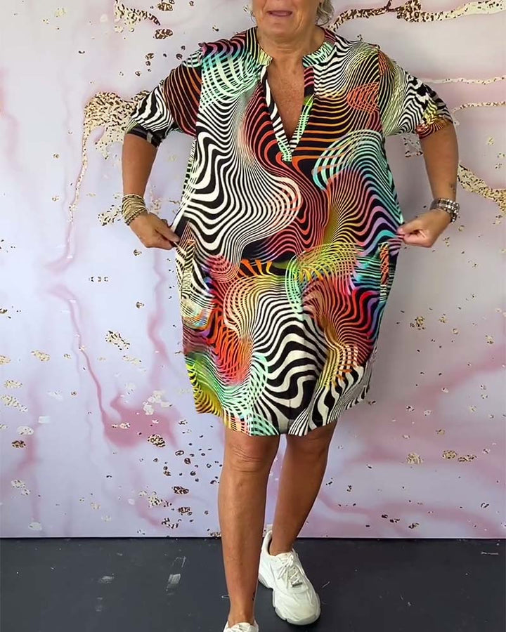 Ria™ | Colorful dress with a flattering V-neckline