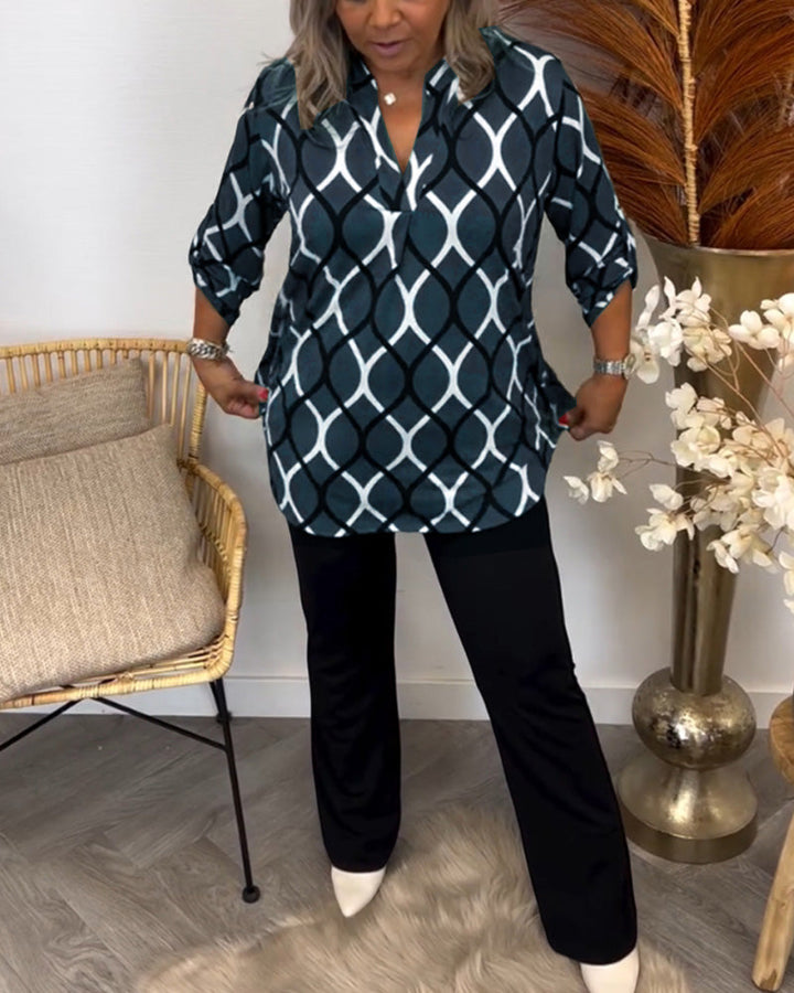 Janny™ | Casual blouse with long sleeves and an elegant pattern