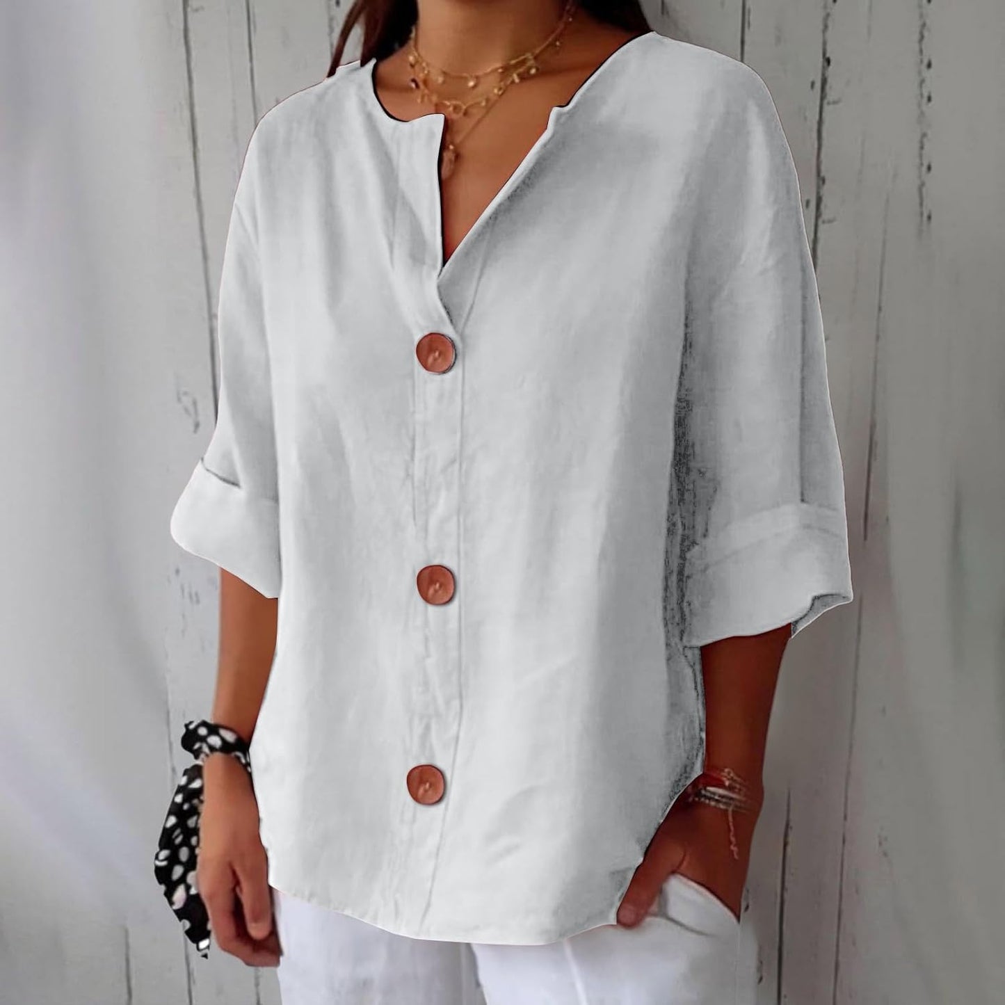 Clara - Casual Linen Blouse