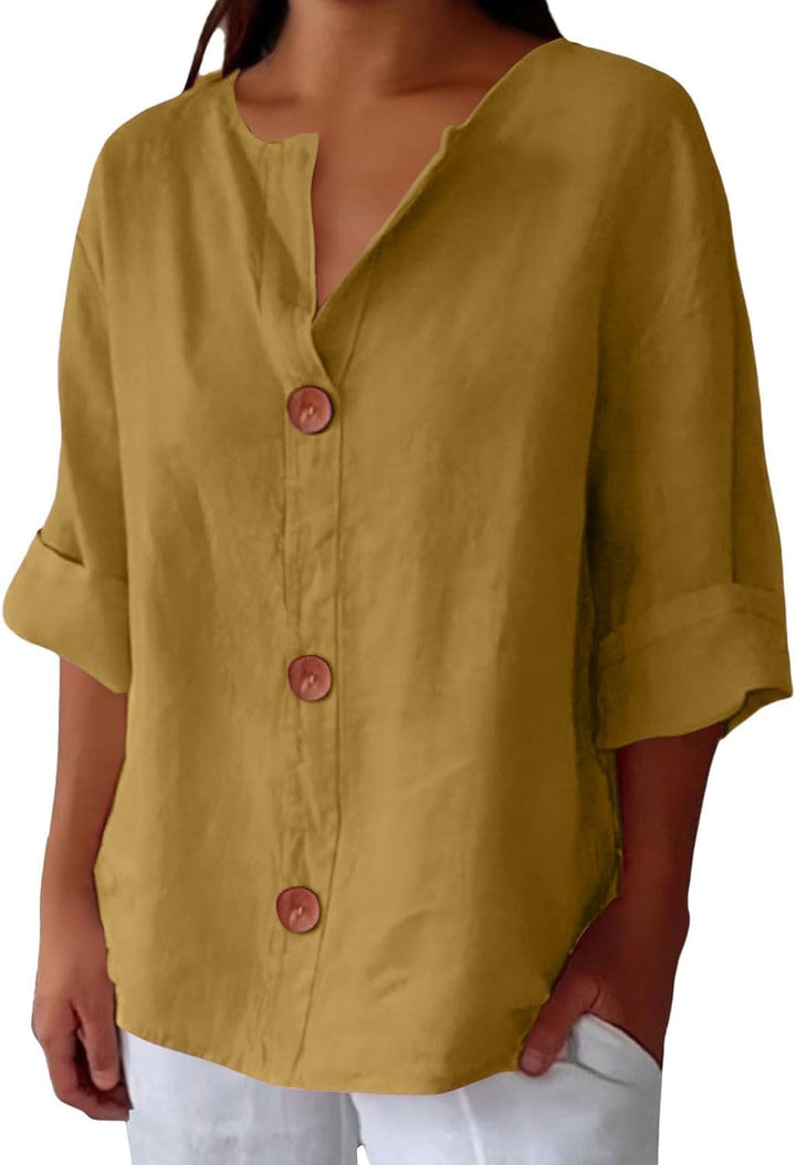 Clara - Casual Linen Blouse