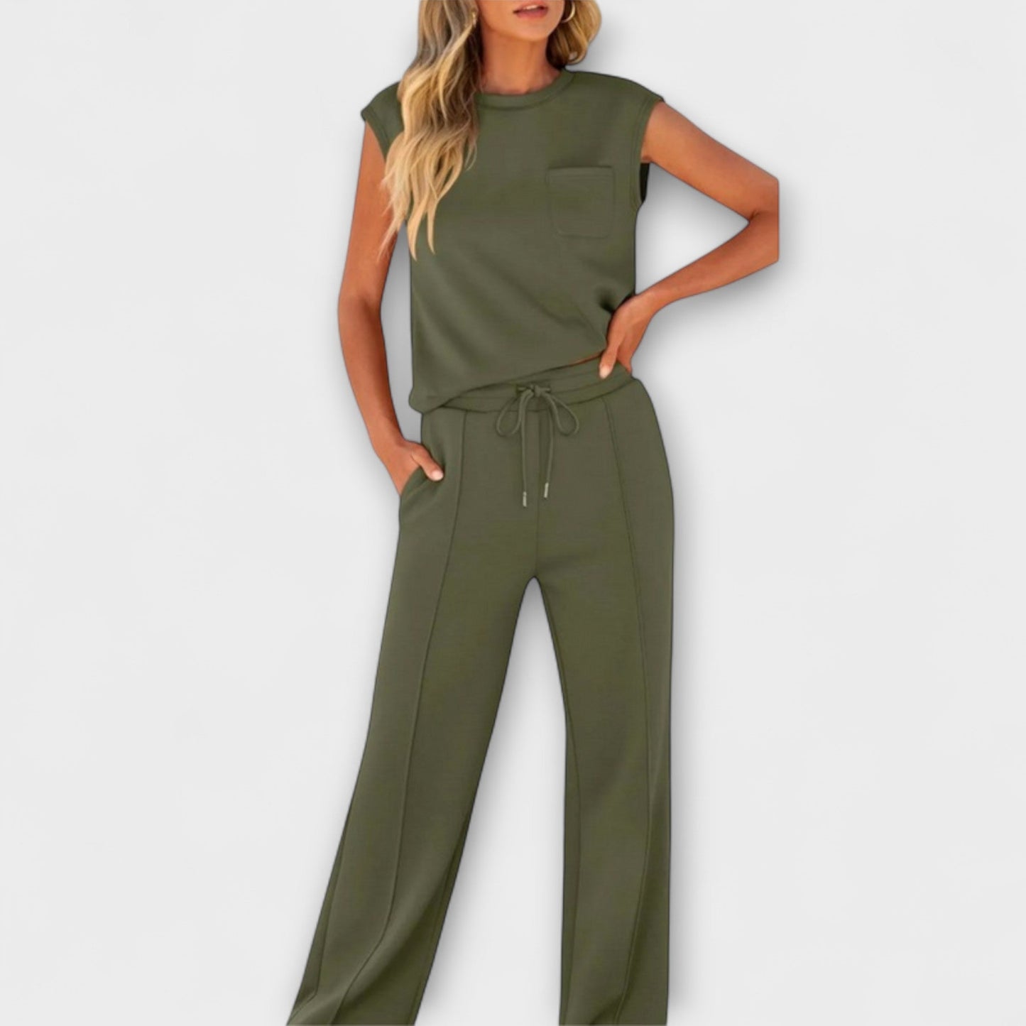 Foria – Sleeveless Lounge Set with Drawstring