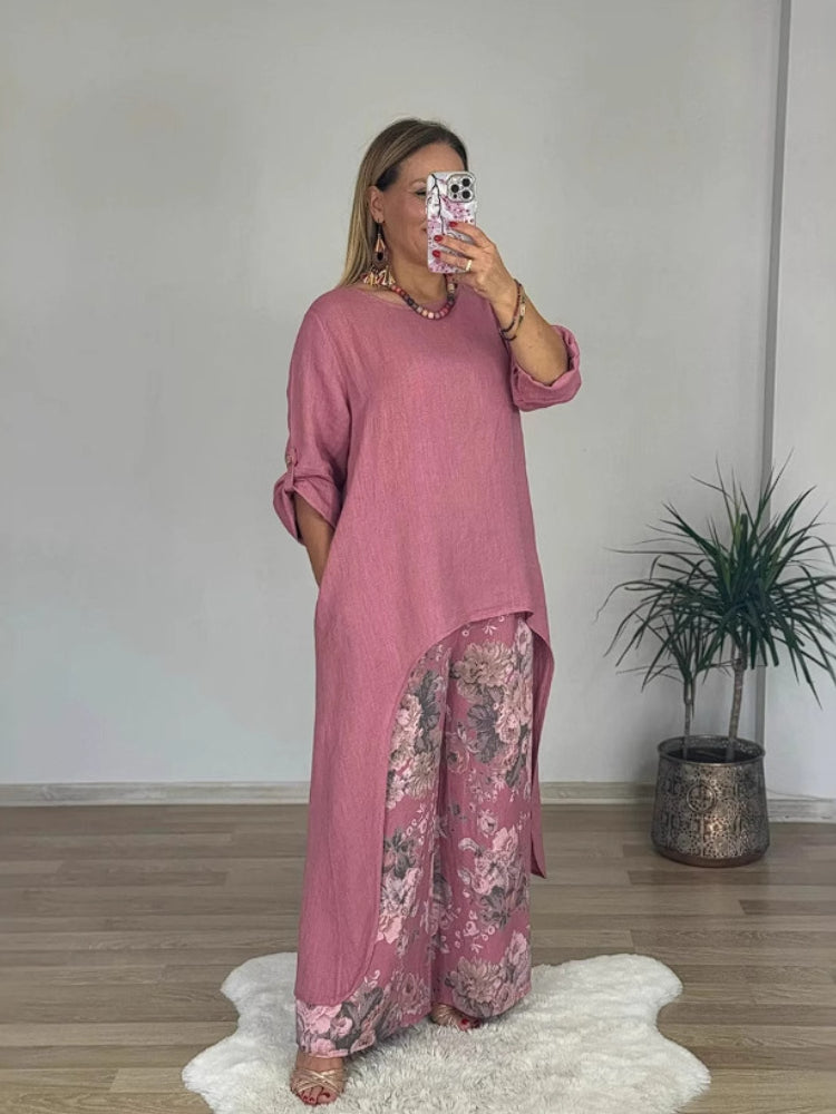 Chara™ | Long-sleeved Top And Printed Pants