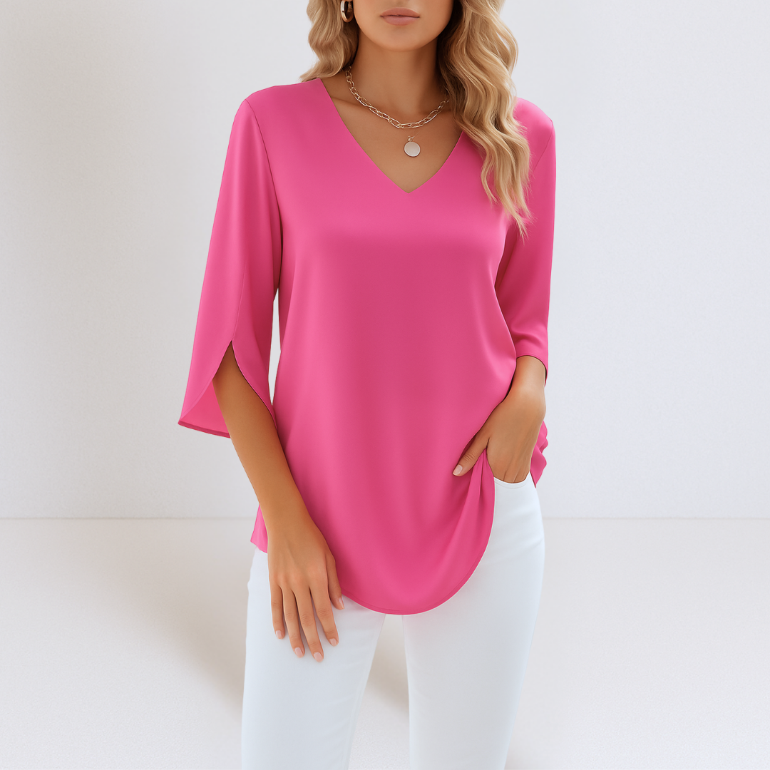 Sophie™ | Elegant blouse with V-neck and split sleeves
