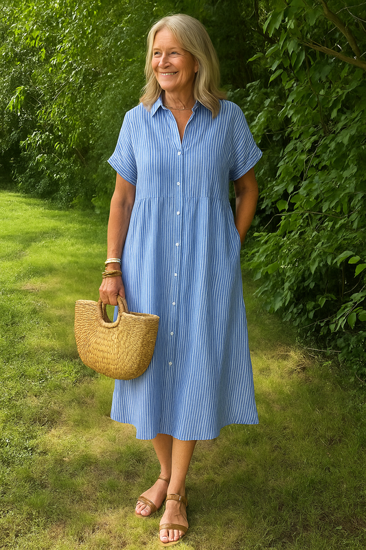 Florine™ | Flattering Striped Shirtdress