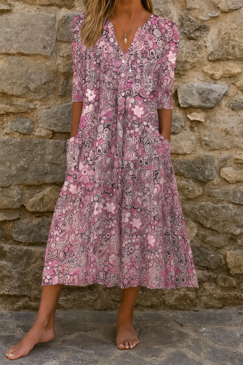 Miranda™ | Elegant V-Neck Dress