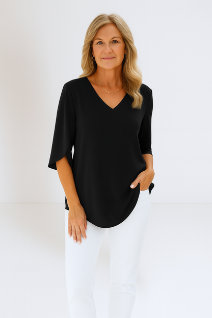 Sophie™ | Elegant blouse with V-neck and split sleeves