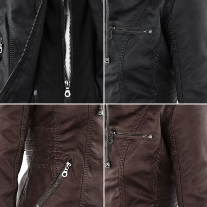Olivia™ | Waterproof Women's Leather Jacket with Hood