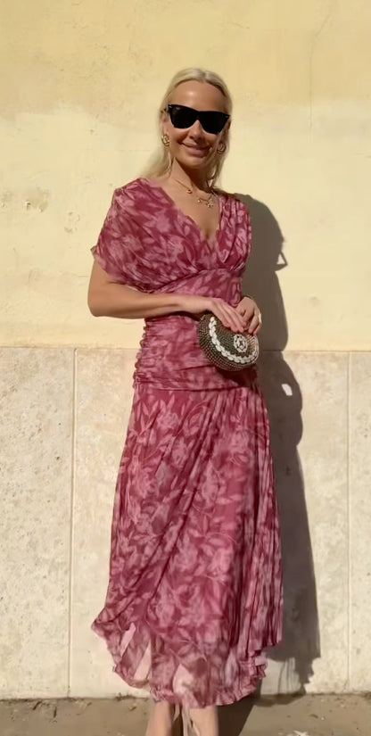 Christi™ | Off-Shoulder V-Neck Printed Dress