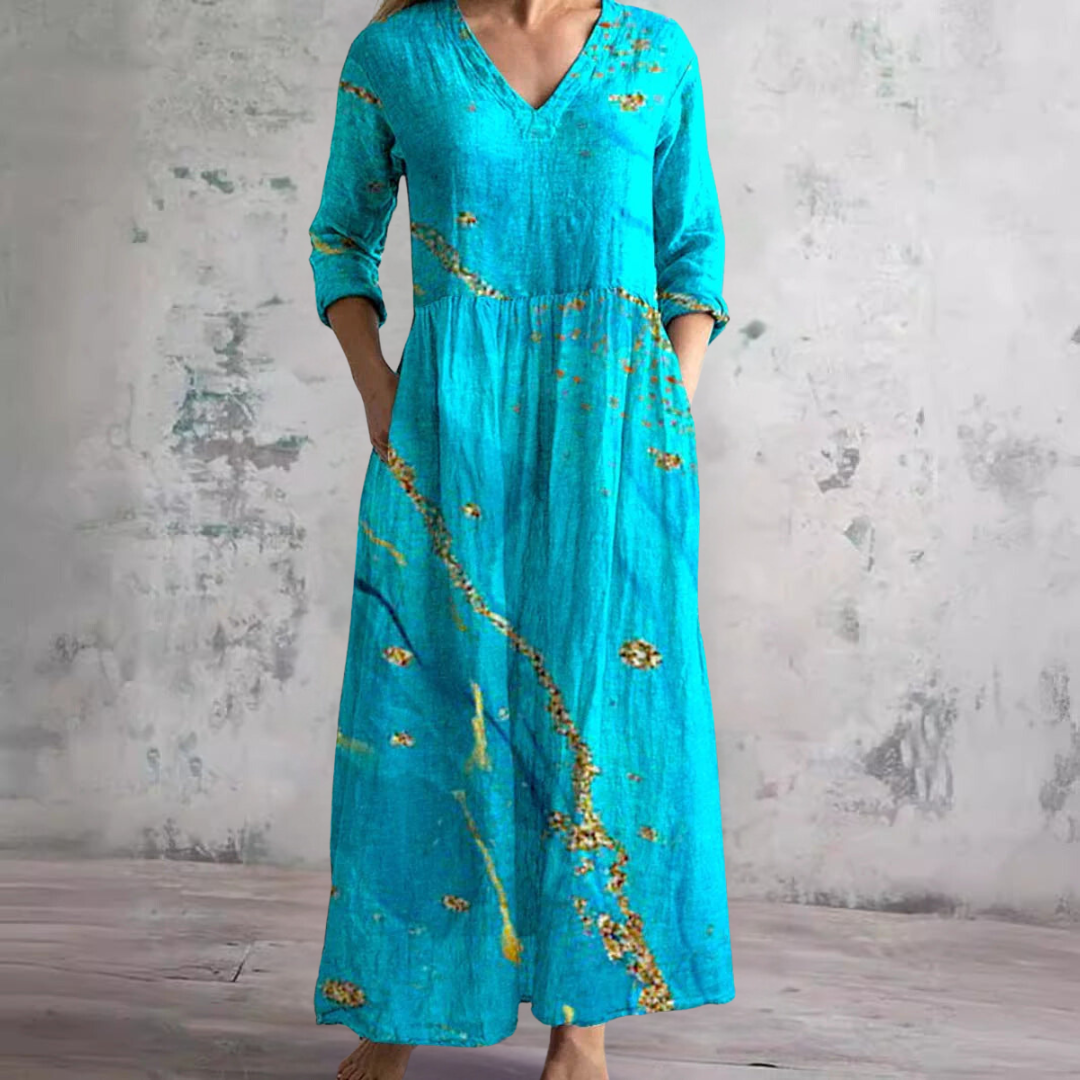 Dearyn | Dress with V-Neck and Floral Pattern