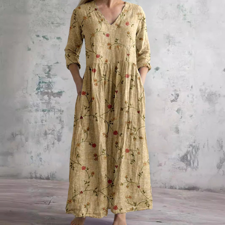 Dearyn | Dress with V-Neck and Floral Pattern