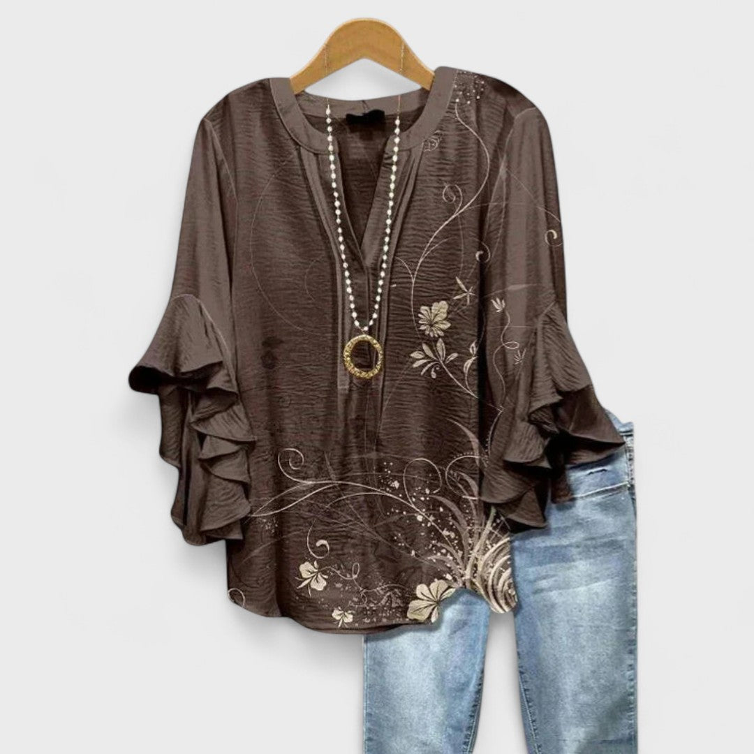 Isabella - Blouse with Elegant Flowers