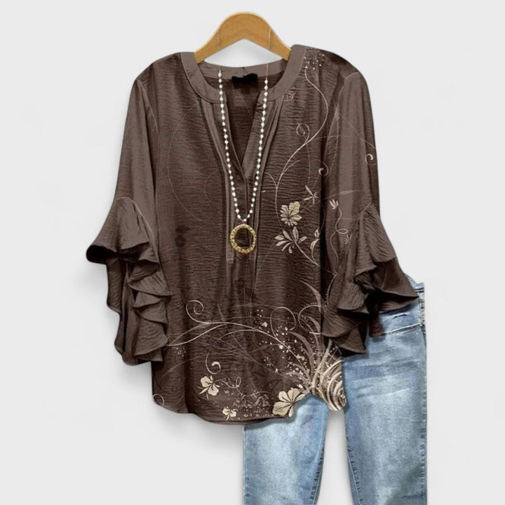 Isabella - Blouse with Elegant Flowers