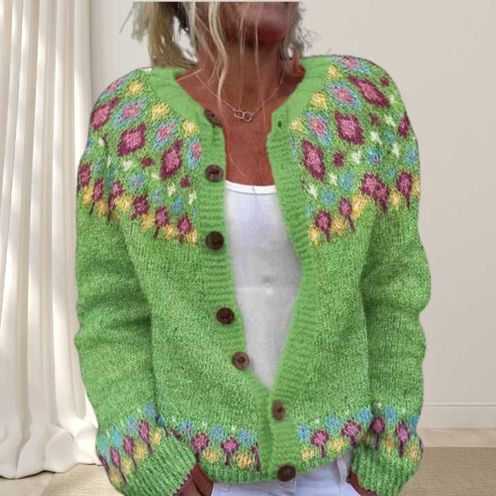 Virelle™ - Loose-knit Chic Cardigan with Pattern