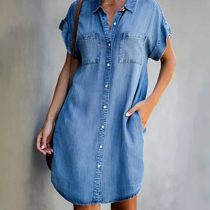 Polly | Lightweight Denim Dress with Belly Coverage