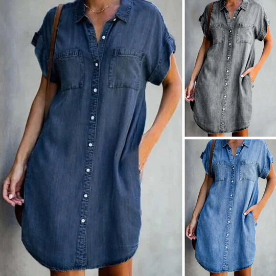 Polly | Lightweight Denim Dress with Belly Coverage