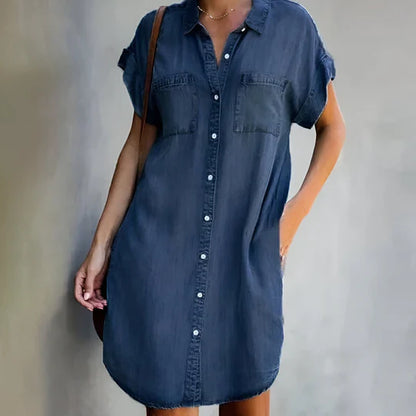 Polly | Lightweight Denim Dress with Belly Coverage