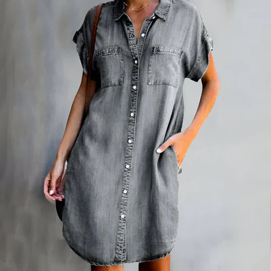 Polly | Lightweight Denim Dress with Belly Coverage