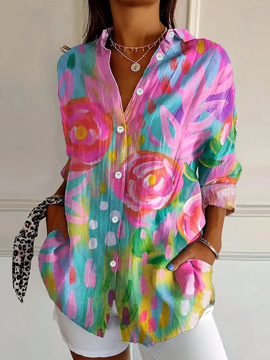 Annika - Colorful blouse with playful print