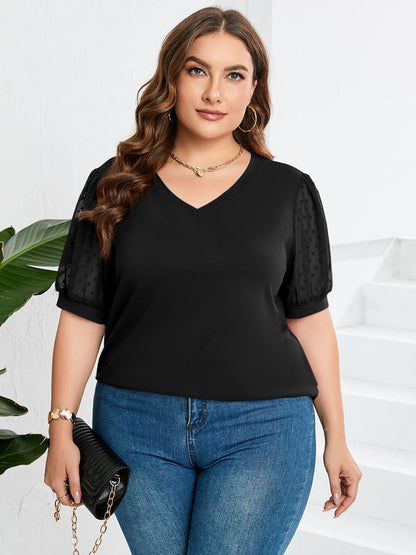 Rema – Sheer Sleeve V-Neck Top