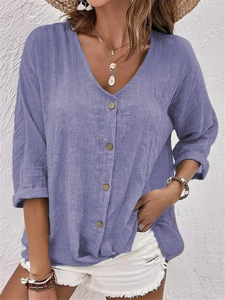 Fleur | Linen Blouse with Delicate Button Closure