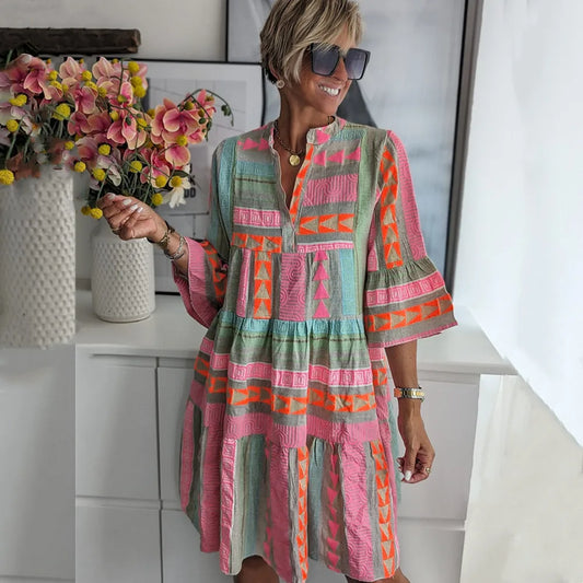 Juliane – Boho tiered swing dress