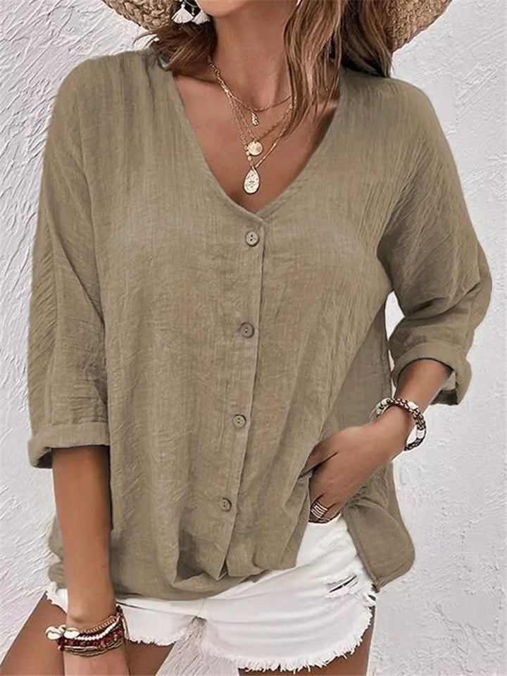 Fleur | Linen Blouse with Delicate Button Closure